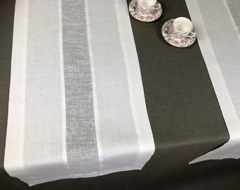 Linen table runner with a transparent insert