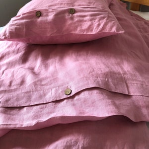 Indian pink linen bedding image 7