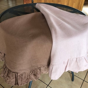 Round linen tablecloth with ruffles image 8