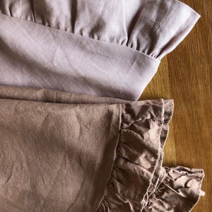 Round linen tablecloth with ruffles image 7