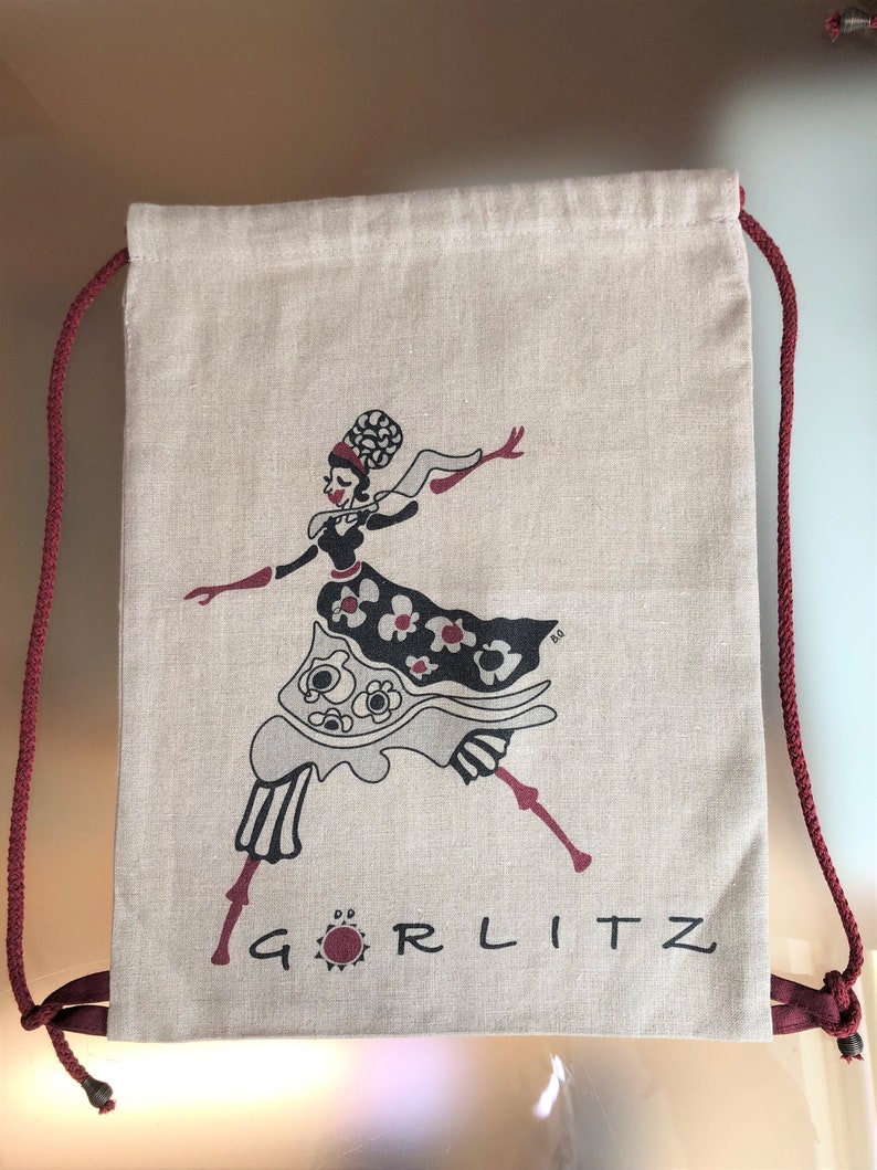 Linen backpacks souvenirs from Görlitz Pani na szczudłach