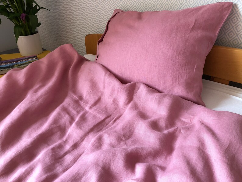 Indian pink linen bedding image 6