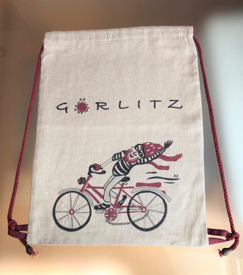 Linen backpacks souvenirs from Görlitz Rowerzysta