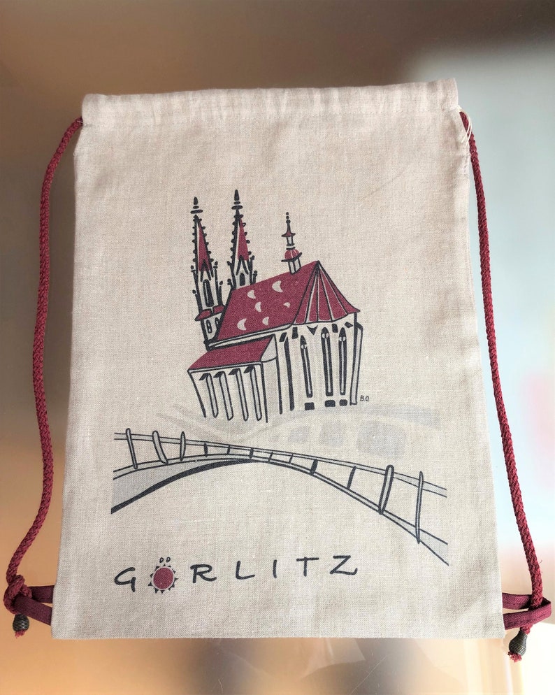 Linen backpacks souvenirs from Görlitz Kościół