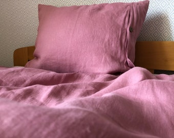 Indian pink linen bedding