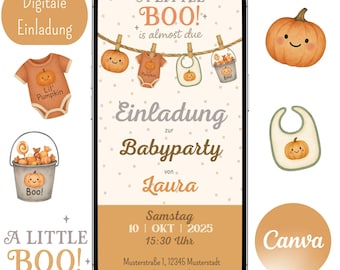 Invito digitale per baby shower, modello Canva, biglietto d'invito, personalizzabile, WhatsApp, baby shower, rivelazione del sesso, neonato, gravidanza