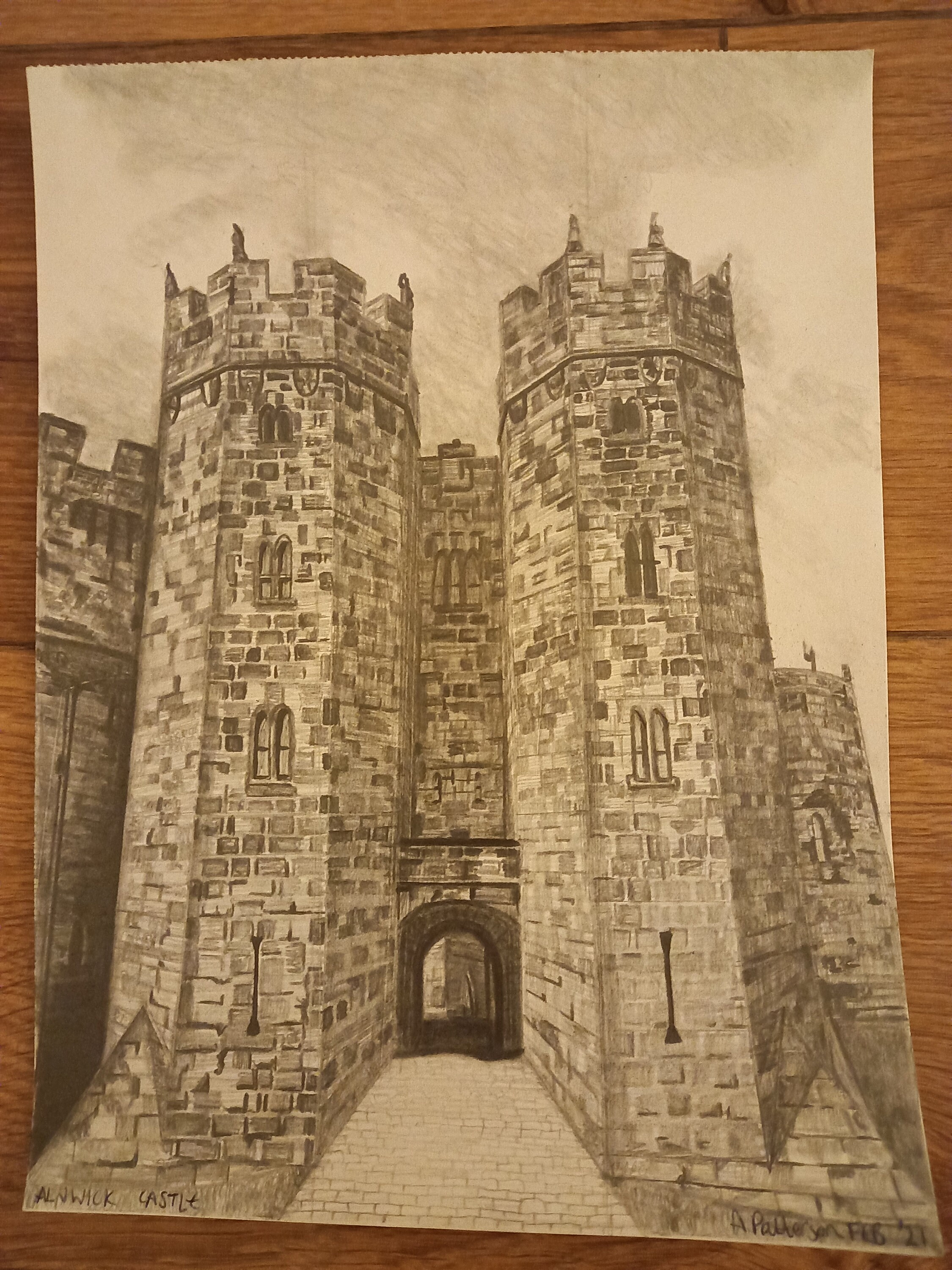 An original signed drawing of Alnwick Castle in graphite Etsy