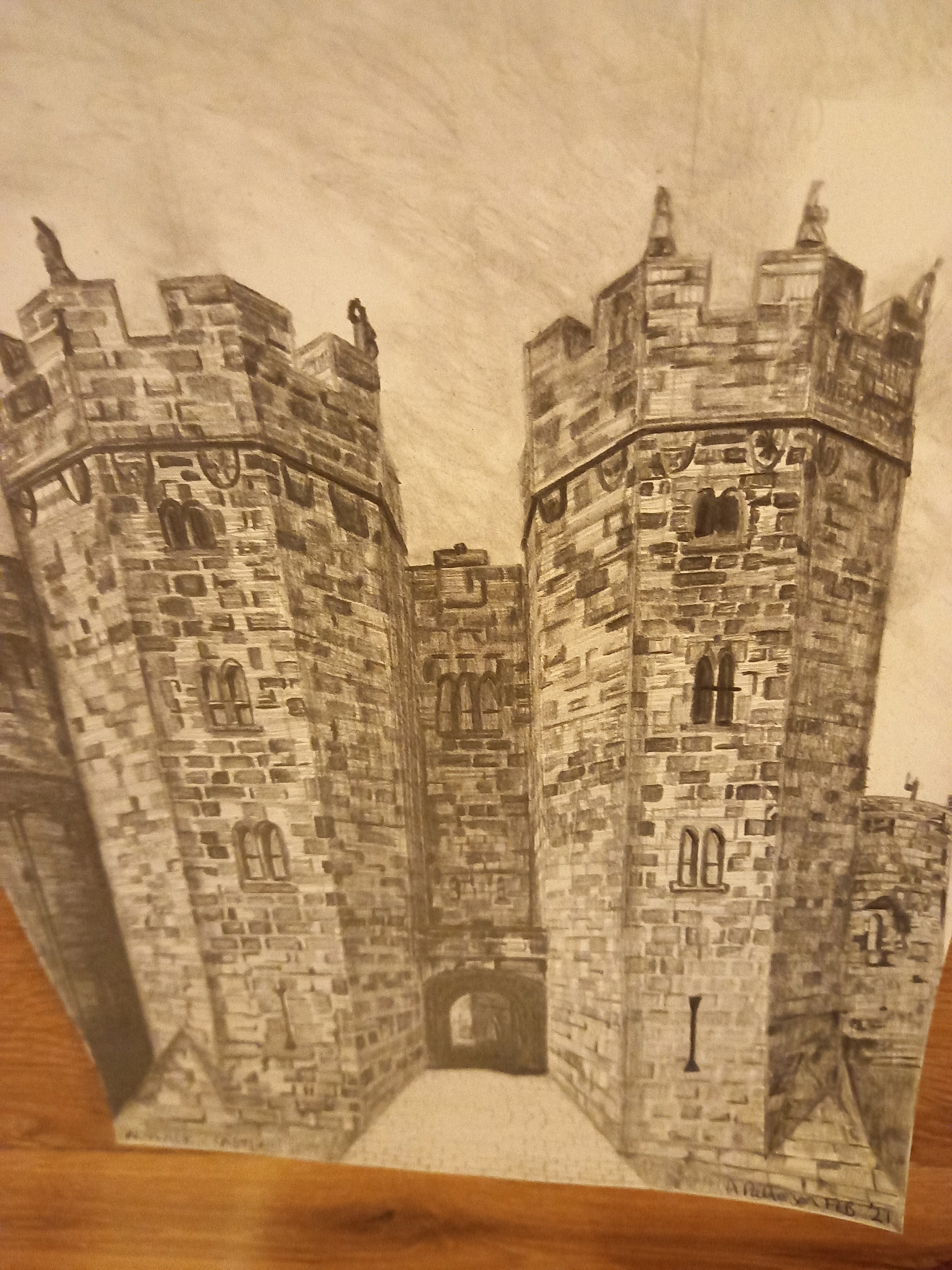 An original signed drawing of Alnwick Castle in graphite Etsy