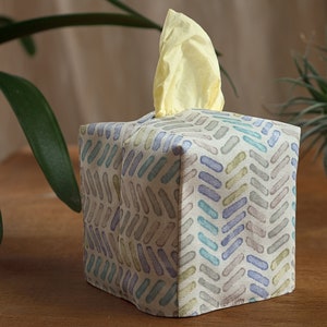 Tissue box cover square, Boho style decor for bedroom, Waterproof fabric box cover, Minimalist bathroom decor Blue