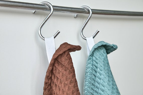 Kitchen Dish Towels Cotton Linen Organic Waffle Towel Absorbent Hanging Loop