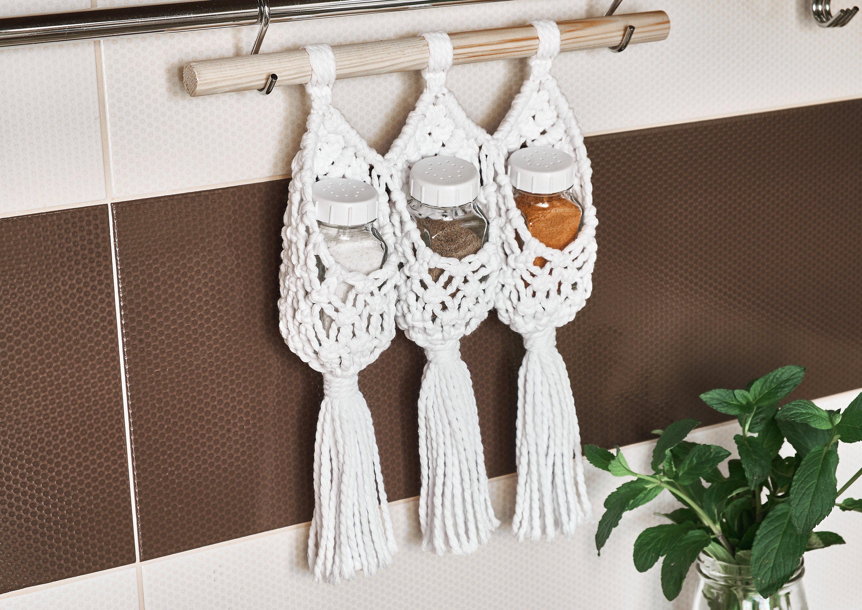 Hanging Kitchen Utensil Holder Macrame Zero Waste Produce Etsy UK