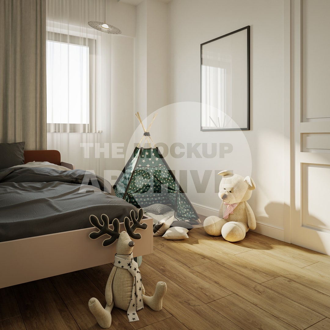 Frame Mock-up in a Playful Child Bedroom With Plush Toys and a - Etsy
