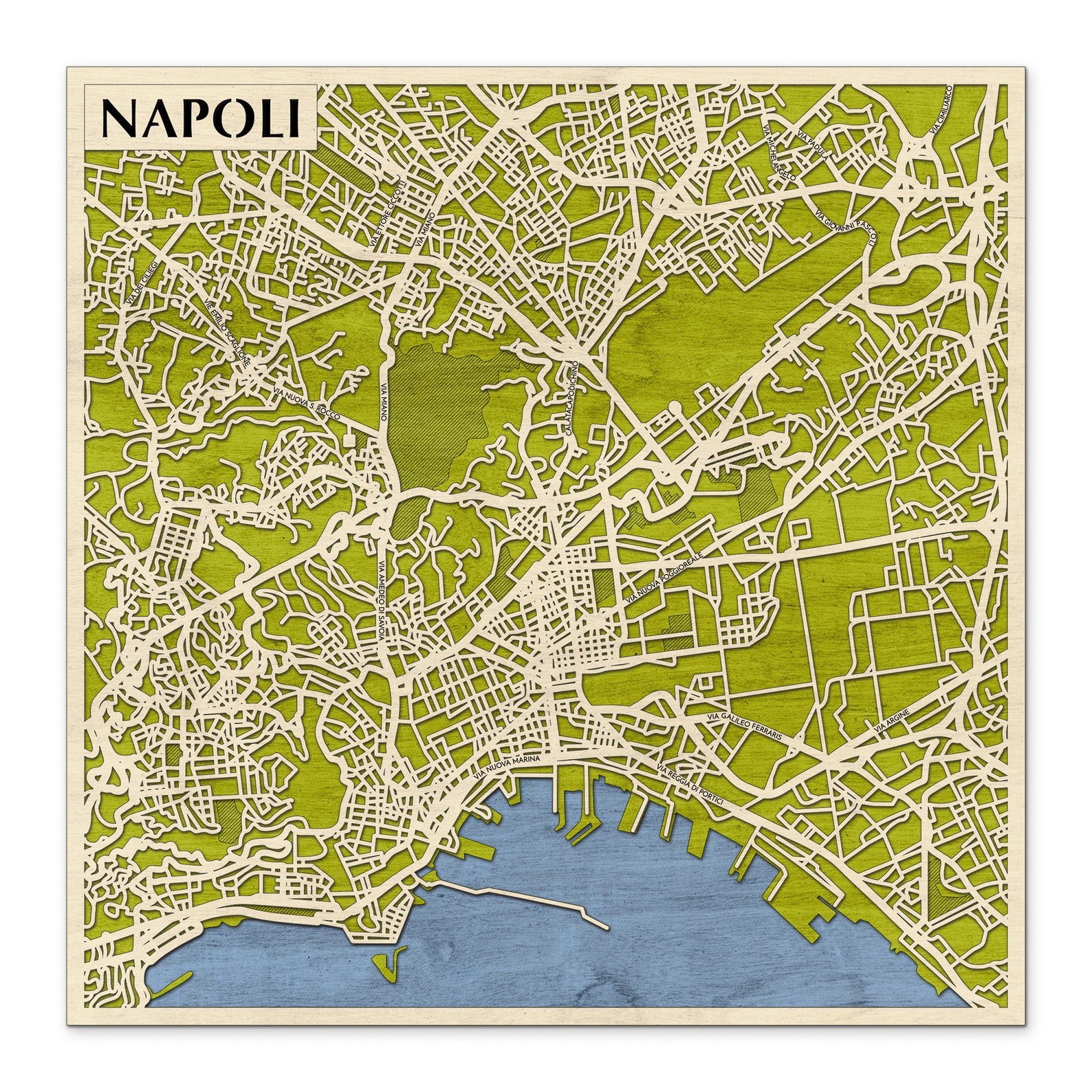 3D Naples City Map Wooden Street Map of Naples Multilayered | Etsy