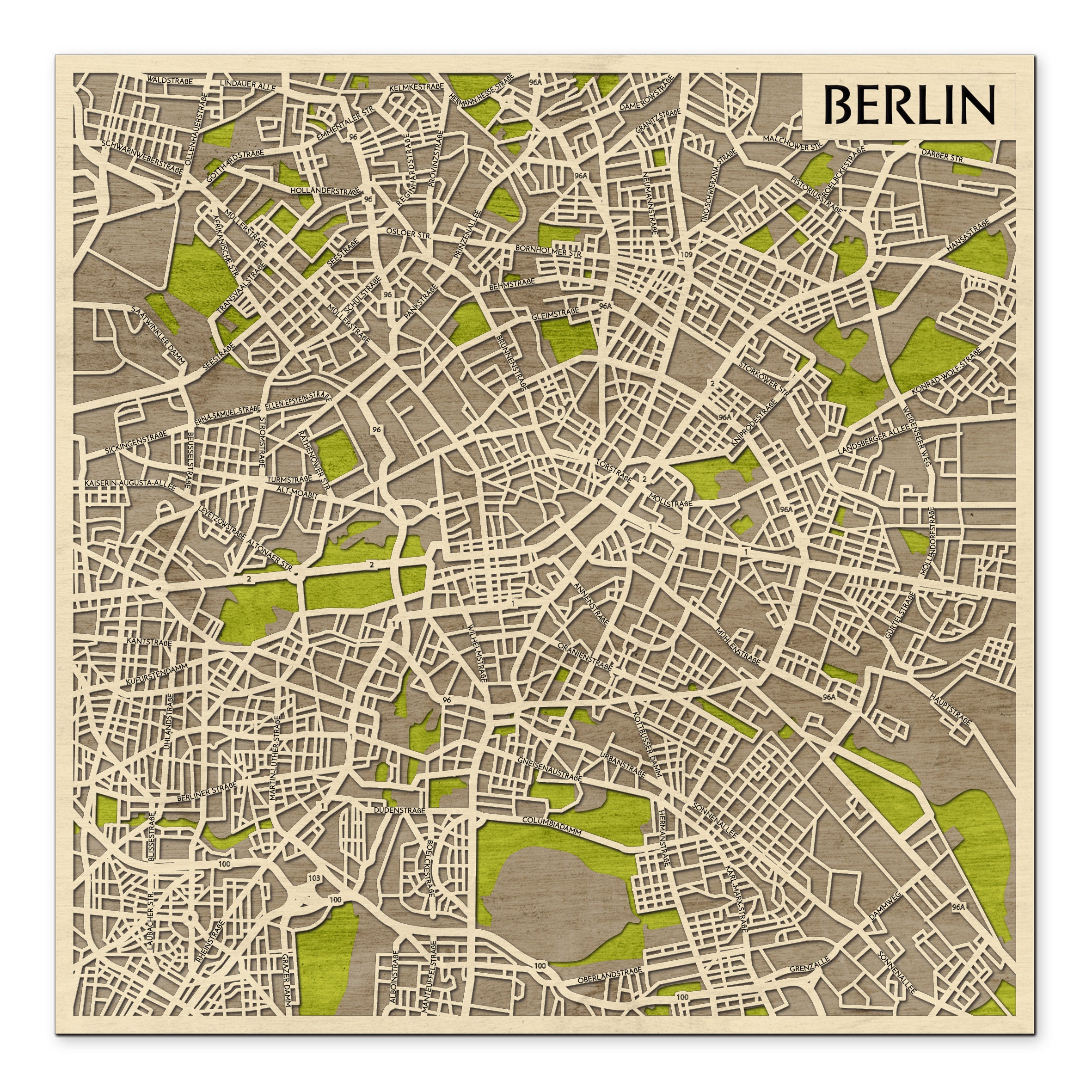 3D Berlin City Map Wooden Street Map of Berlin Multilayered | Etsy