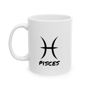 Pisces Ceramic Mug, Horoscope Coffee Cup, Zodiac Sign Tea Mug, Astrology Gift, Watercolor Pisces Birthday Present, Fish Constellation