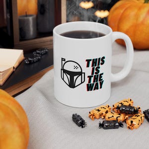 Mandalorian Helmet Ceramic Mug | This Is The Way, Star Wars Inspired Fan Gift | Birthday Gift | Collectible Coffee Mug image 9