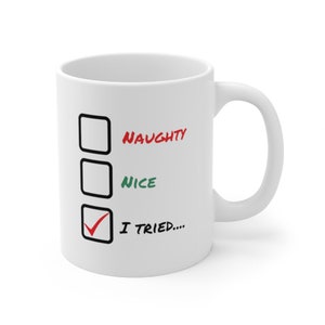 SANTA&#39;S CHECKLIST MUG - Holiday Coffee Mug - Printed Coffee Cup - Kitchen Accessories - Microwave Safe Mug - Mug With Handle