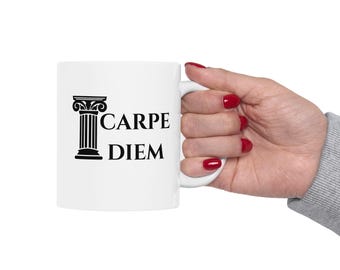 Carpe Diem Ceramic Mug: Inspirational Coffee Cup