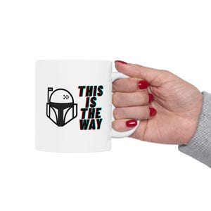 Mandalorian Helmet Ceramic Mug | This Is The Way, Star Wars Inspired Fan Gift | Birthday Gift | Collectible Coffee Mug image 1