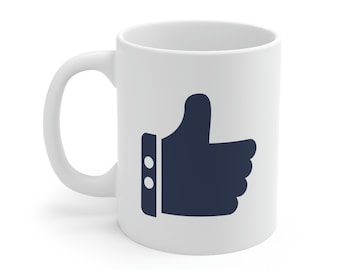 Thumbs Up Coffee Mug: Like Sign Printed Ceramic Cup