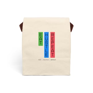 Motivational Canvas Lunch Bag - Perfect for Work, School, and Picnics, Fun Gift for Foodies and Hustlers, Eco-Friendly Tote