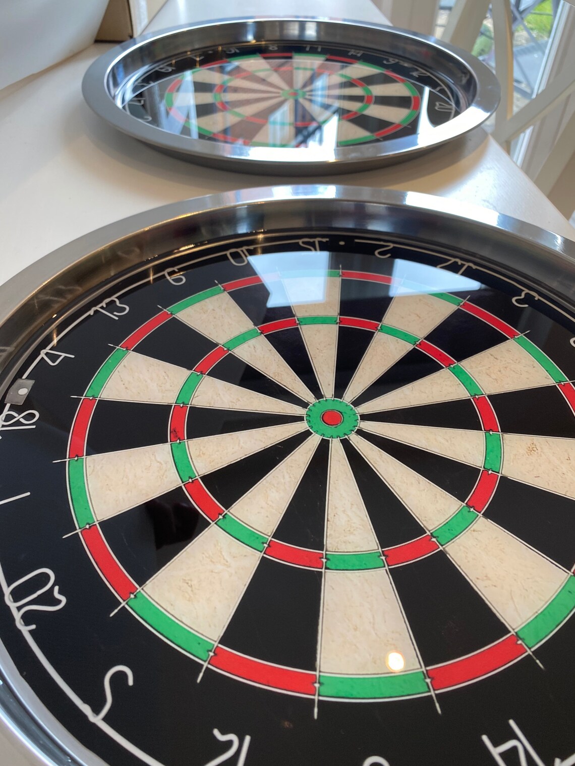 Dart Board Gift Darts Player Man Cave Home Bar Tray Silver Etsy