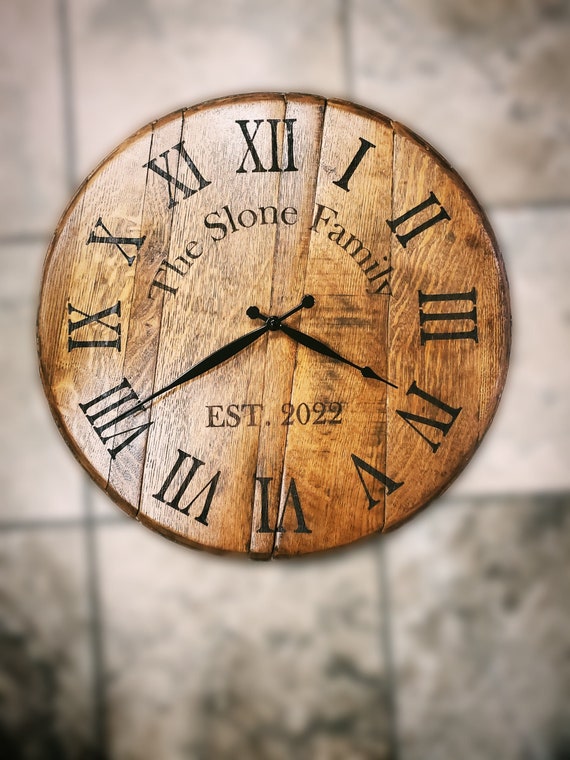 Personalized Whiskey Barrel Clocks Etsy