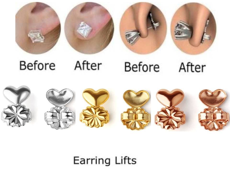 8 Pieces Earring Backs for Droopy Ears Large Earring Backs for Studs  Replacement Secure Earring Lifters for Heavy Earring (Gold,9 mm)