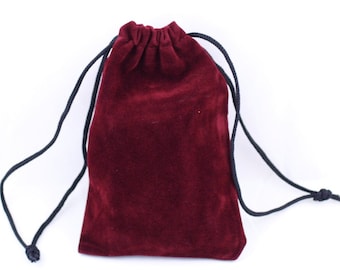 5 Pieces Maroon Jewelry Pouches Velvet Drawstring Gift Bags Holders Wedding Favors
