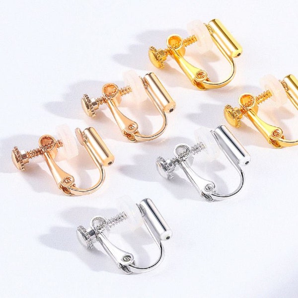 2 Pieces Screw Back Clip on Earring Converters With PAD Turn any pieced earrings into clip-on Silver, Gold, Rose Gold