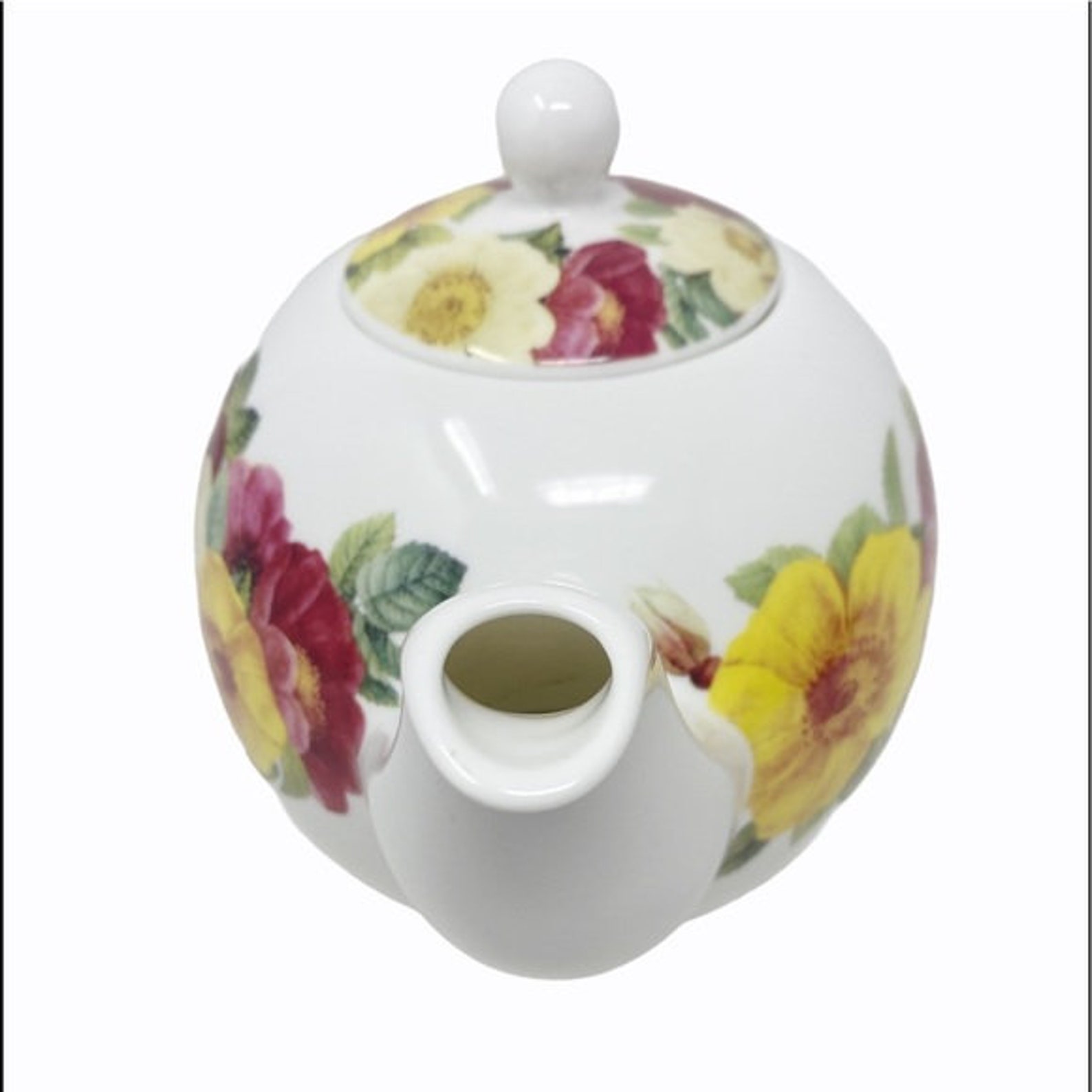 Stechcol Gracie Bone China White & Floral TEAPOT Etsy