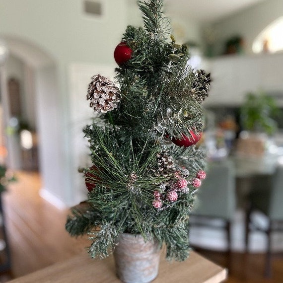 Small 20 Christmas Tree. Desk Tabletop. Rustic Farmhouse