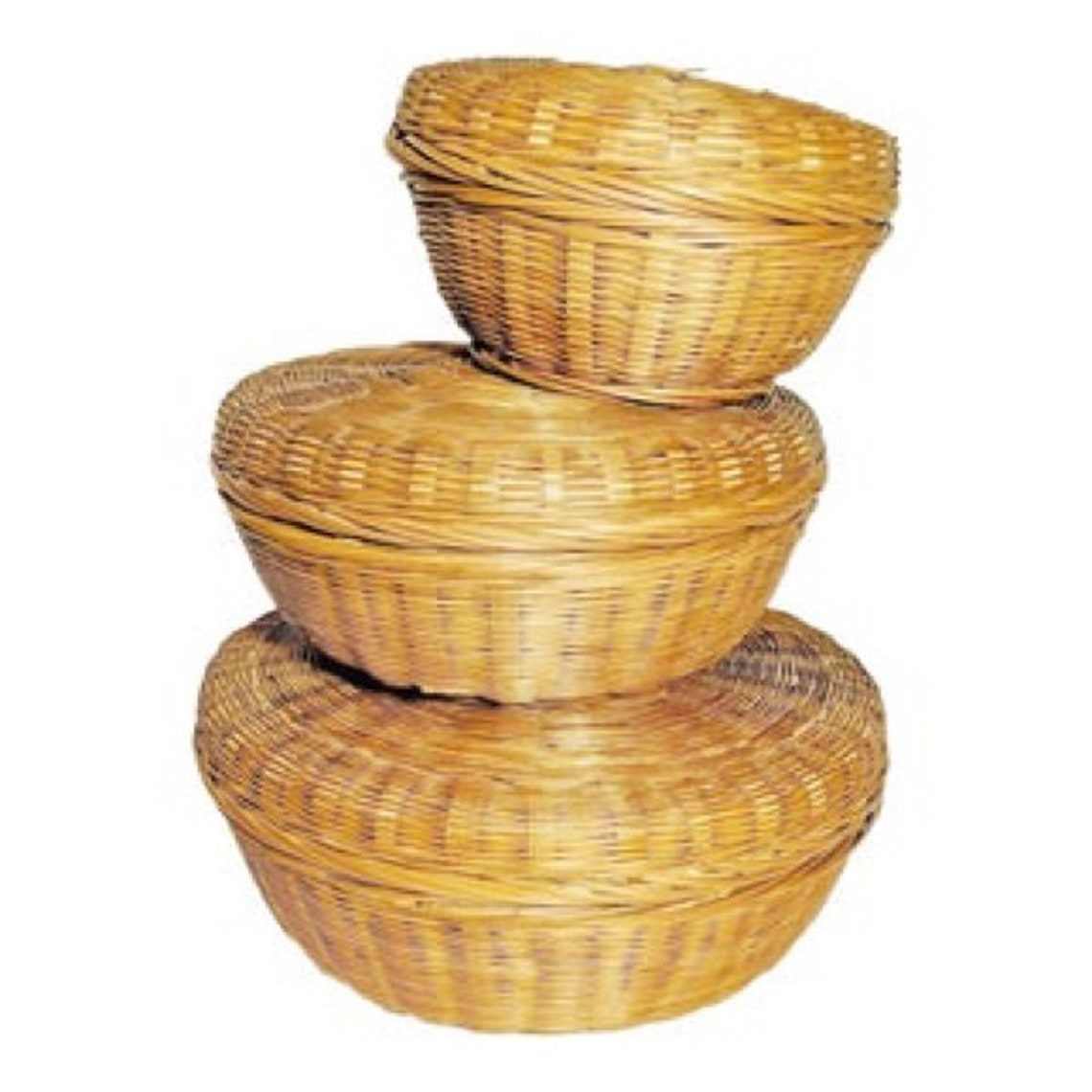 Vintage Round Hand Woven Nesting Baskets With Lids Etsy