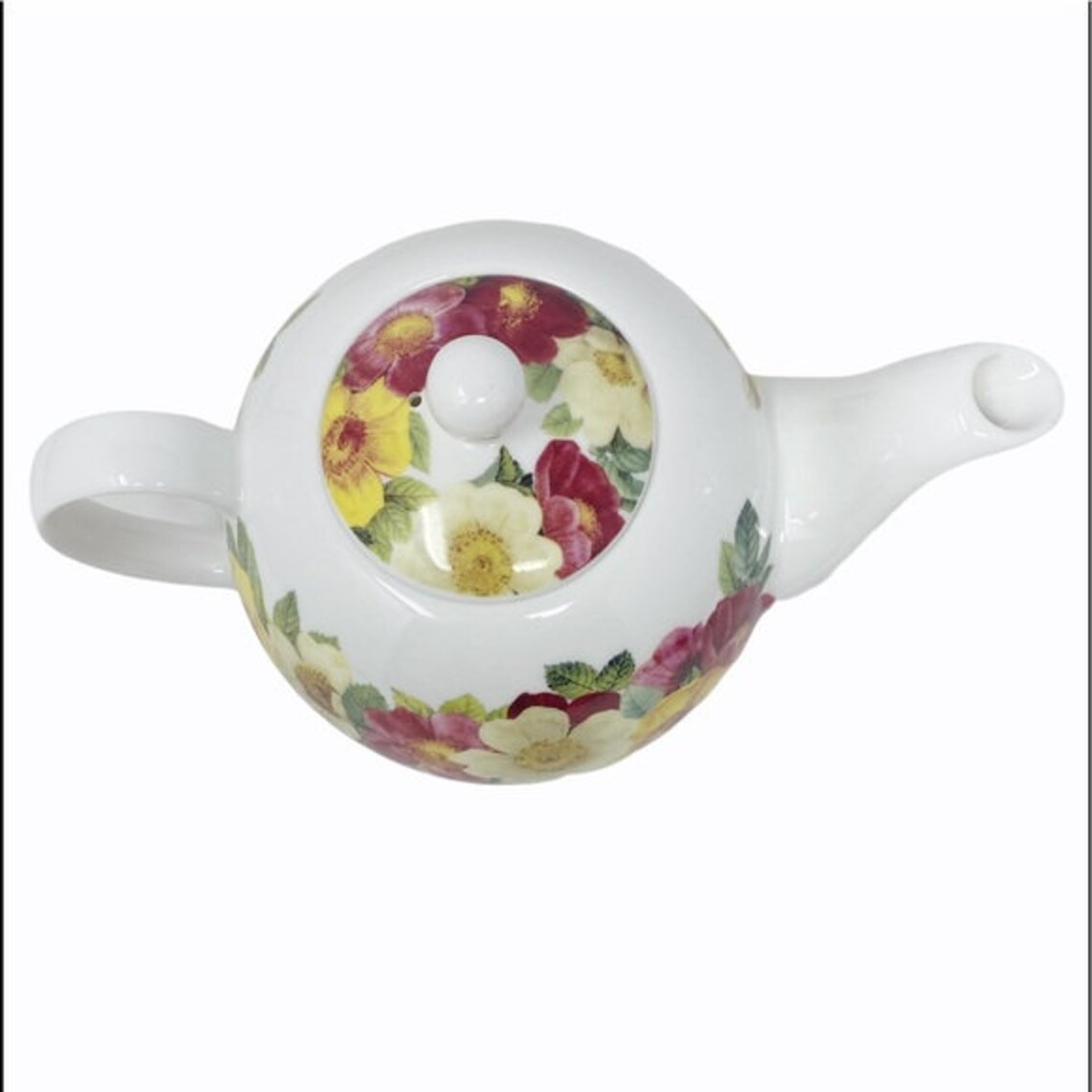 Stechcol Gracie Bone China White & Floral TEAPOT Etsy