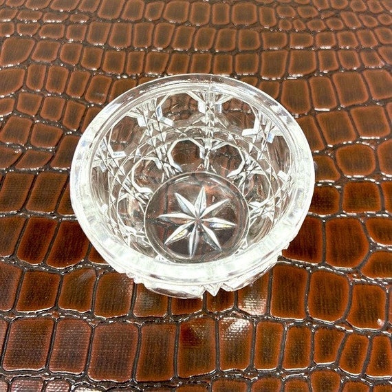 Vintage Faceted Cut Lidded Small Clear Glass Appl… - image 3
