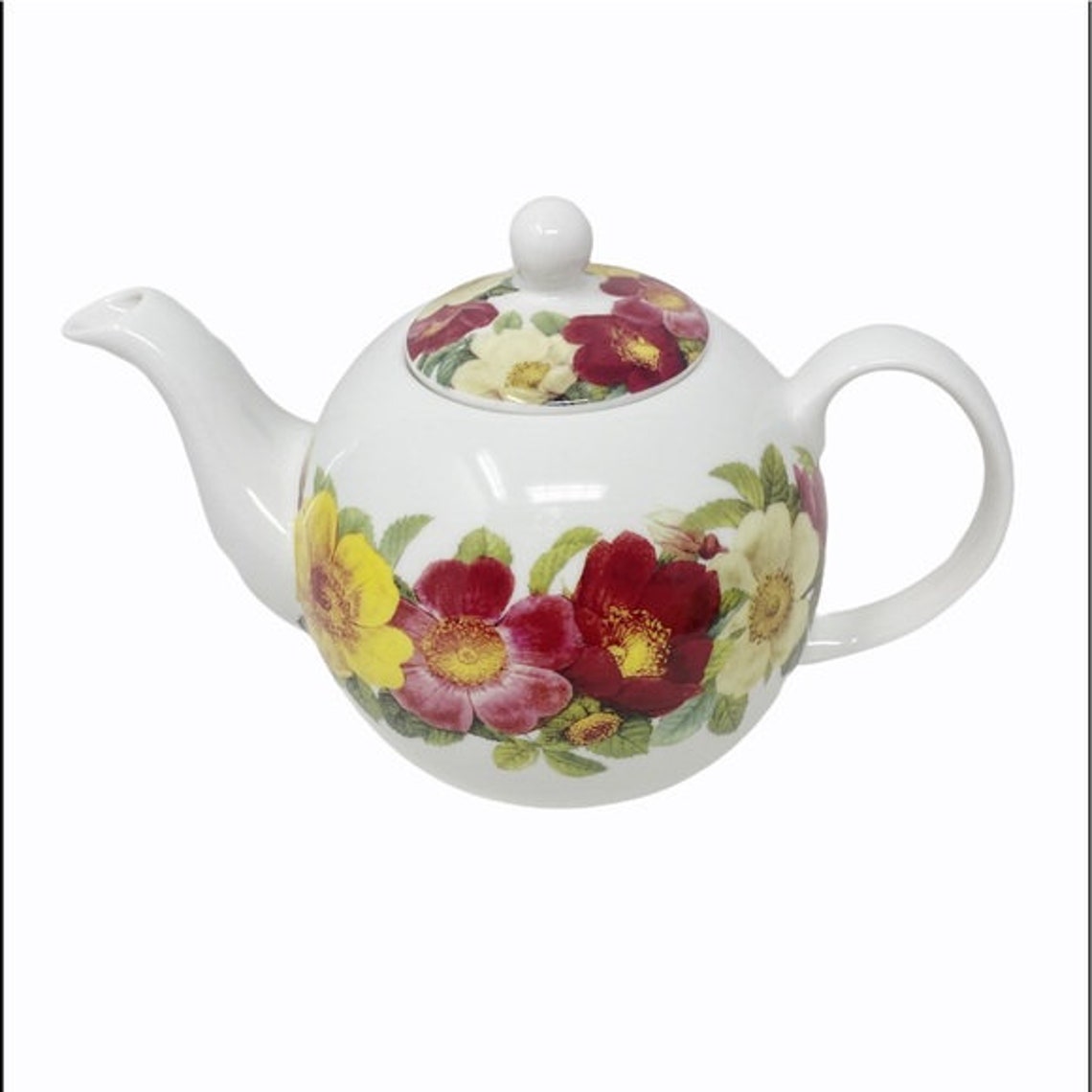 Stechcol Gracie Bone China White & Floral TEAPOT Etsy