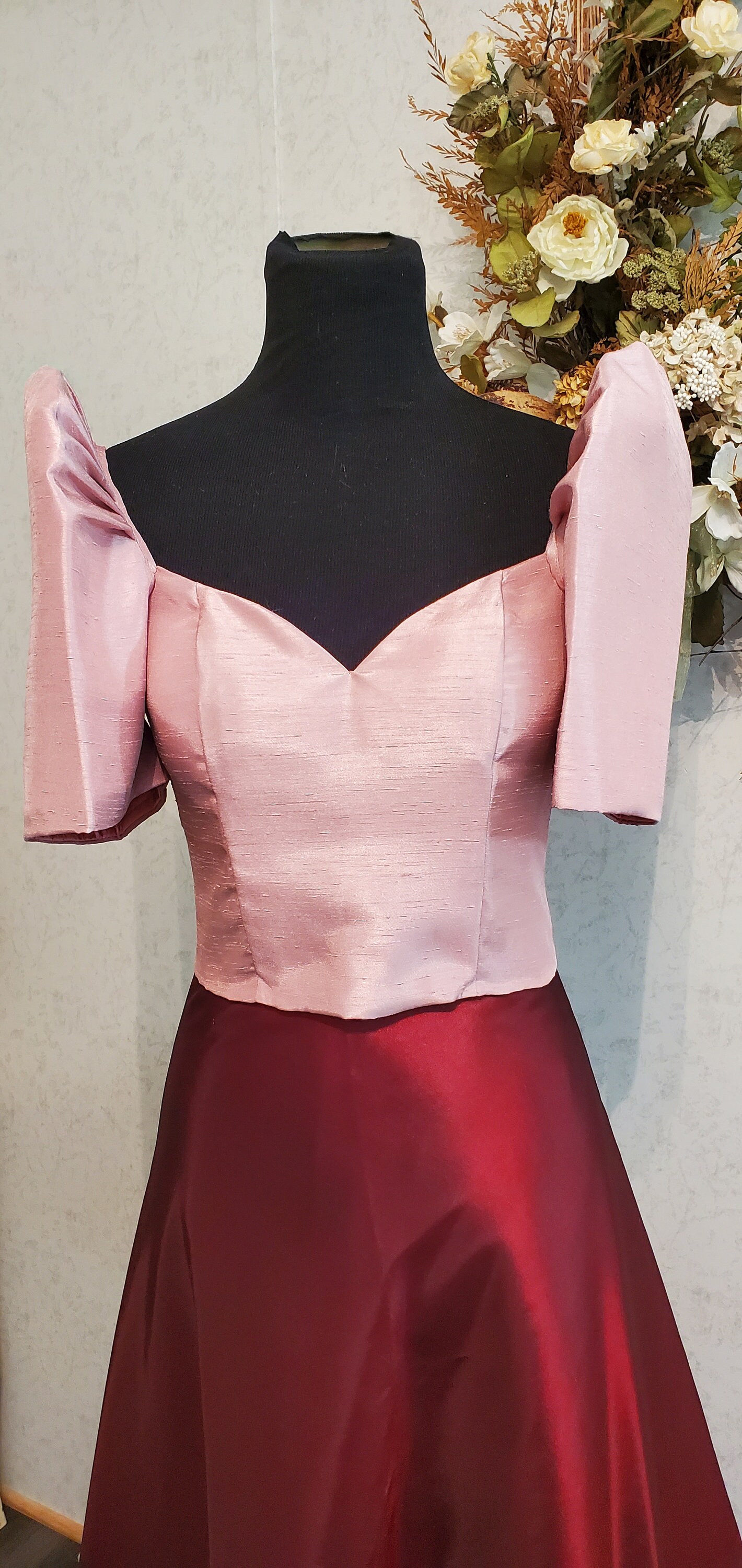 CelesteCreationsMF Philippine Filipino Top. Dusty Rose Filipiniana Top Skirt Not Included