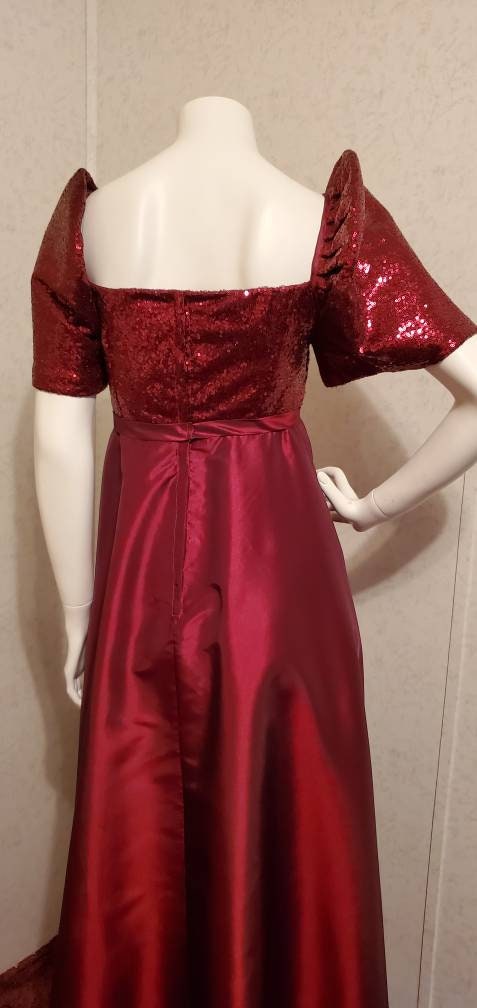 Handmade Burgundy Sequin Modern Filipiniana Gown With Terno - Etsy