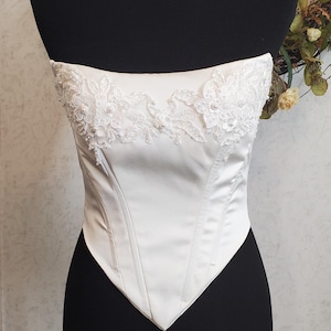 Pre-order Ivory with beaded, pearls on appliques top only corset , skirt is in different price, minimalist dress for bride