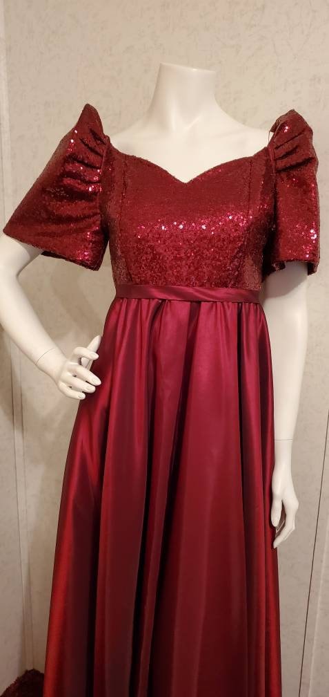 Handmade Burgundy Sequin Modern Filipiniana Gown With Terno - Etsy