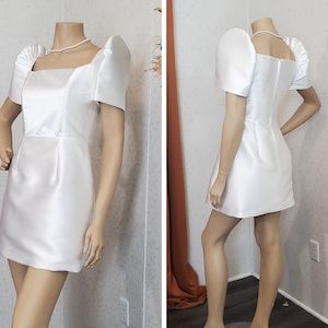 Custom Order White Mikado filipiniana dress.Modern filipiniana short dress.