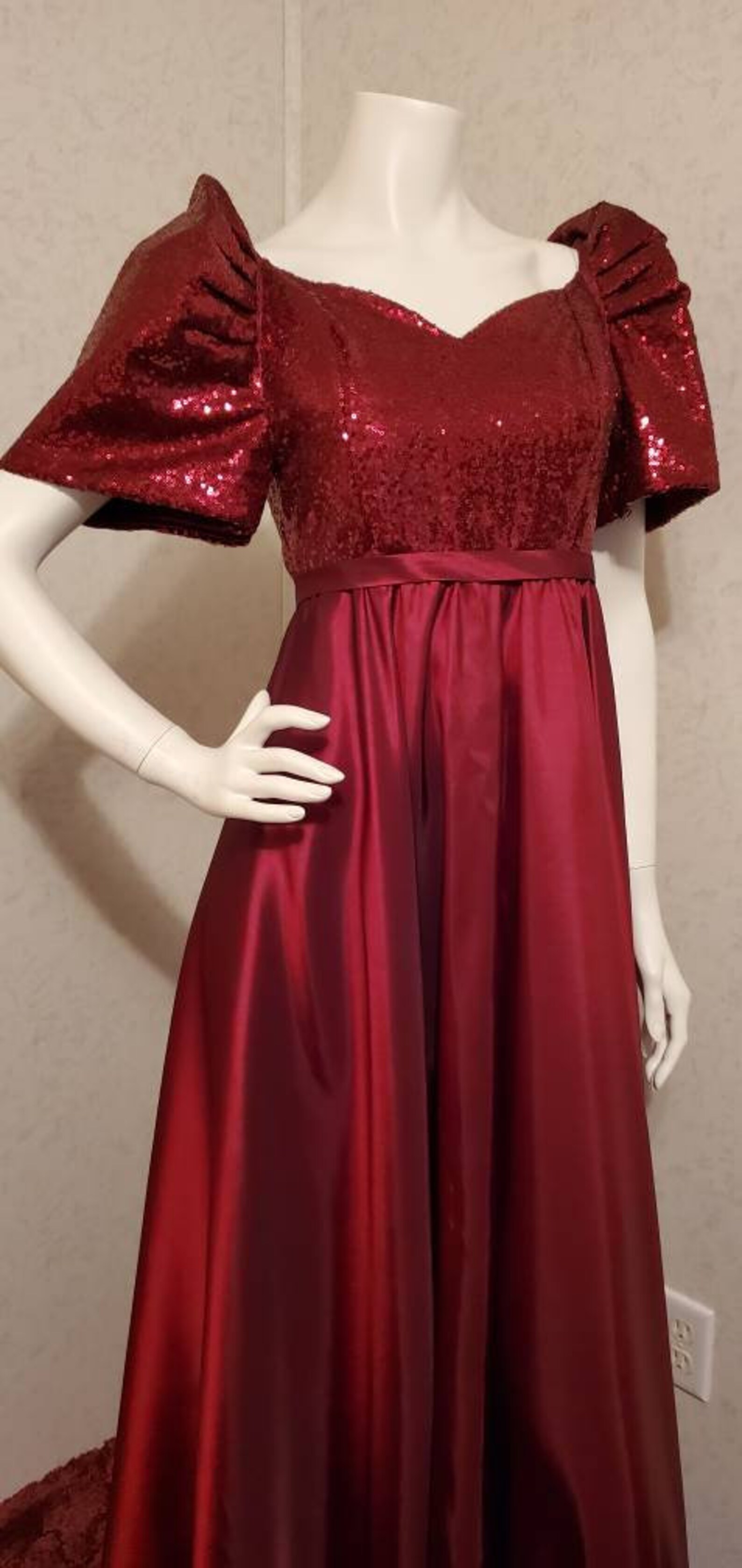 Handmade Burgundy Sequin Modern Filipiniana Gown With Terno - Etsy