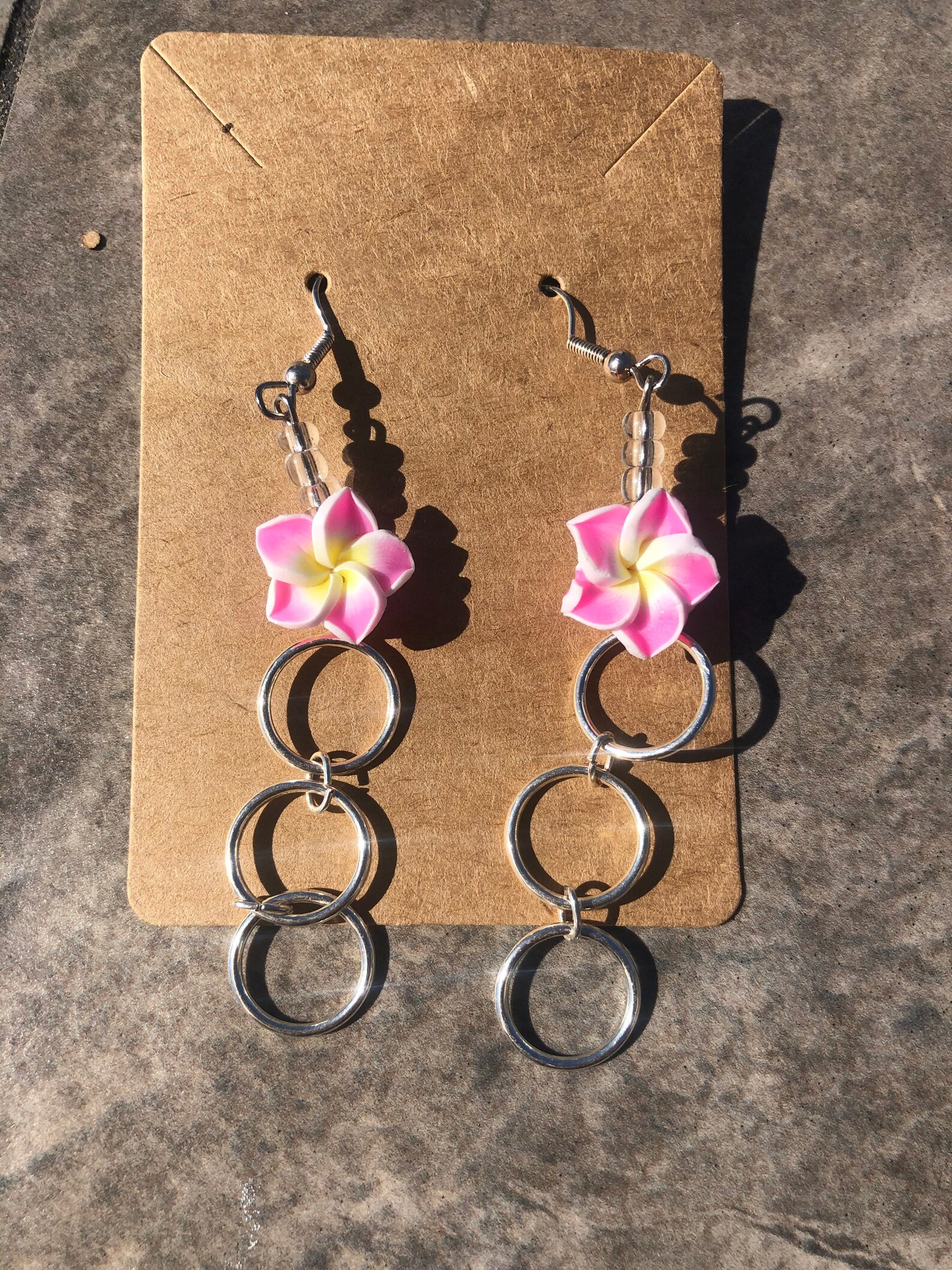 Hawaiian style earrings with drop down hoops and tropical Etsy
