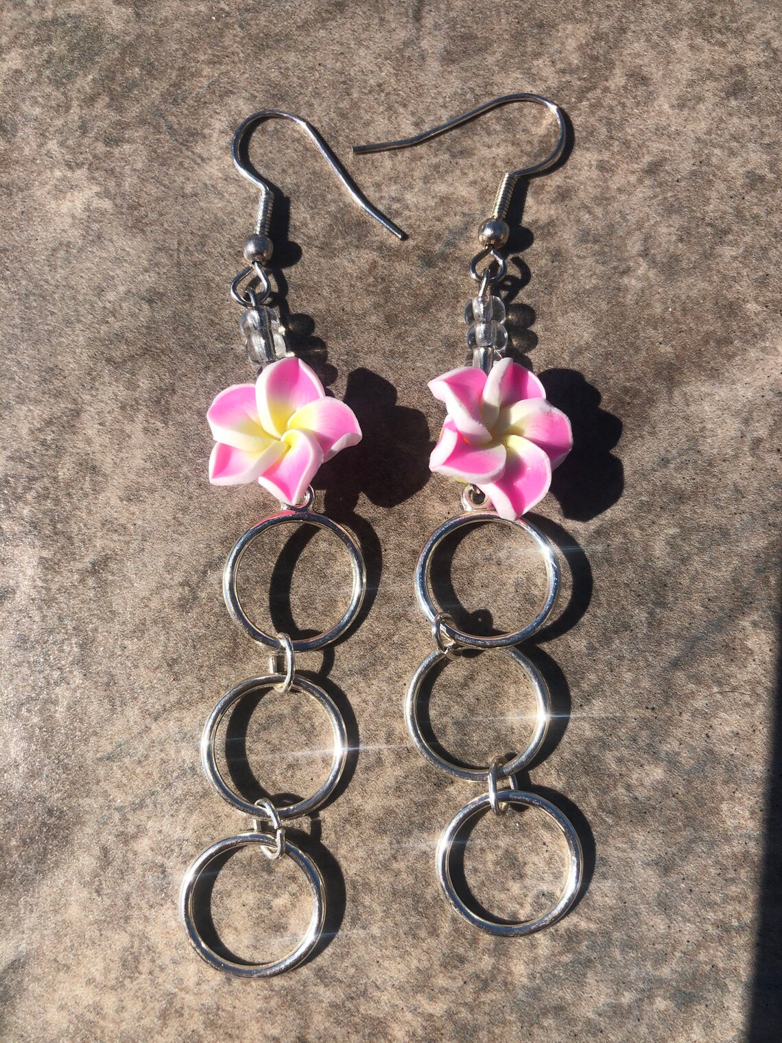 Hawaiian style earrings with drop down hoops and tropical Etsy