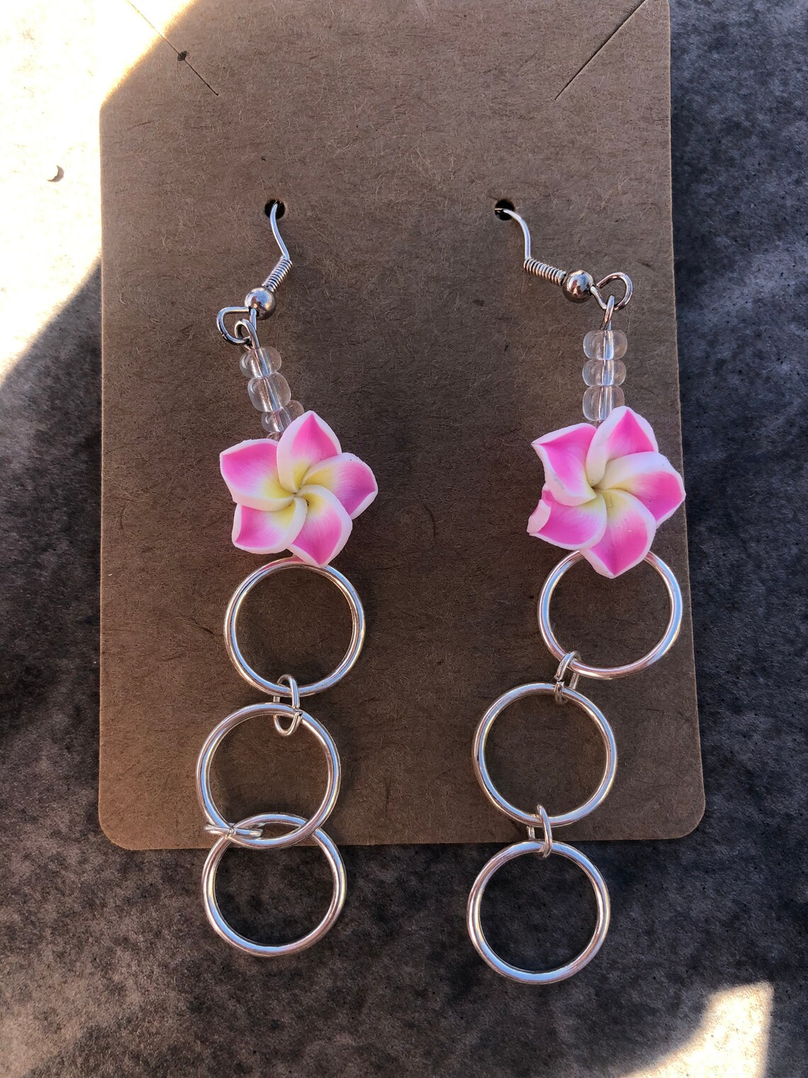Hawaiian style earrings with drop down hoops and tropical Etsy