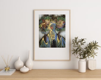 Aquarelle numérique réalisée à Procreate. Portrait de femme ukrainienne en costume traditionnel. Cadeau de Noël. Tableau imprimable. Ukraine.