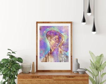 Aquarelle numérique réalisée à Procreate. Portrait de femme ukrainienne en costume traditionnel. Cadeau de Noël. Tableau imprimable. Ukraine.