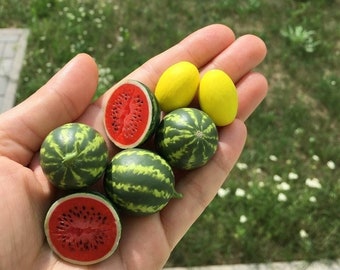 Miniature watermelon 1/6 scale, Dollhouse miniatures, 1/6 scale doll food, miniature melon, Miniature food, tiny kitchen, fruits for doll