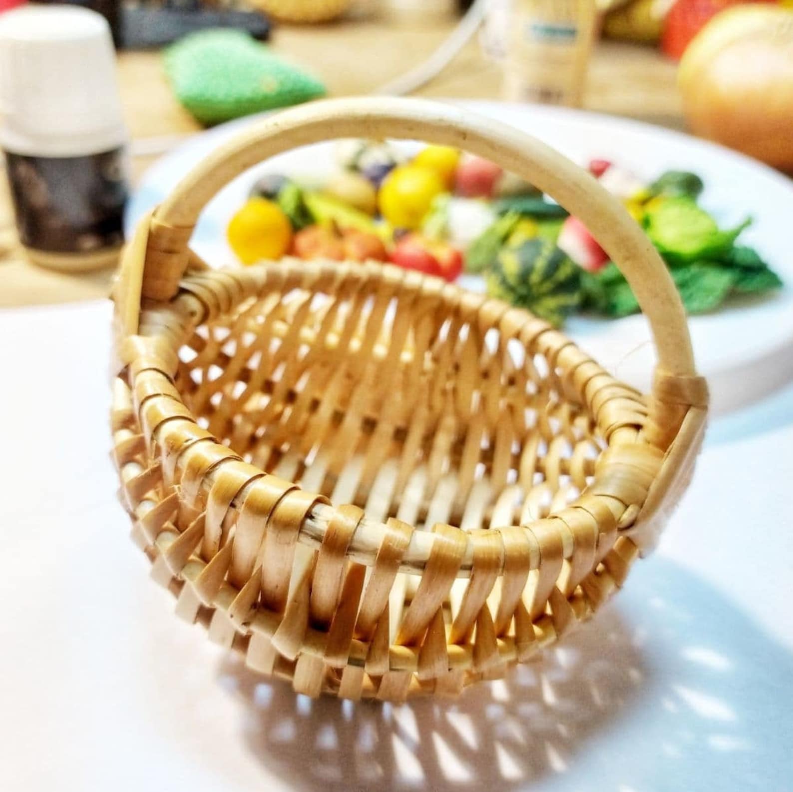Small Wicker Basket With Handle Willow Basket Mini Fruit Etsy