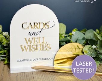Cards & Well Wishes Sign Digital File | Sign Our Guestbook Acrylic Sign SVG DXF | Wedding Table Decor Laser Cut File | Wedding Essentials